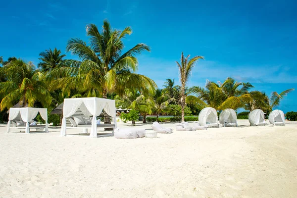 Chill Lounge Zone Sandy Beach Maldives Island — Stock Photo, Image