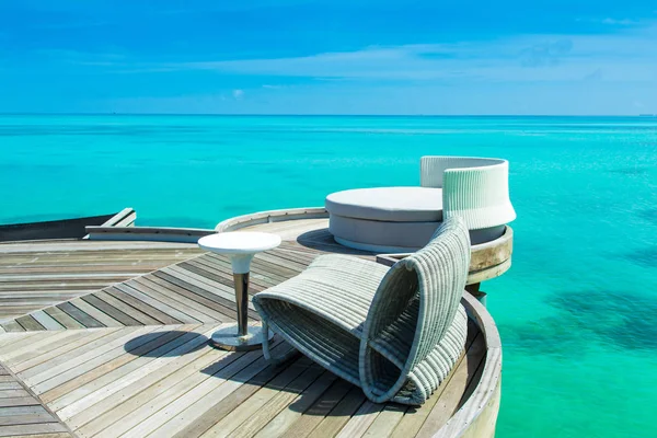 Chill Lounge Zona Sobre Agua Del Océano Índico Maldivas Isla — Foto de Stock