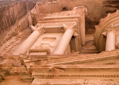 Al-Khazneh Tapınağı - hazine - Arap Nabatean Krallık şehir Petra'dan, Jordan'ın önden görünümü
