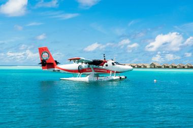 Güney Atoll, Dhidhoofinolhu, Maldivler - 04 Temmuz 2017: deniz uçağı