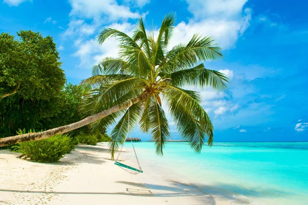 Прекрасный пейзаж песчаного пляжа, Мальдивы — стоковое фото