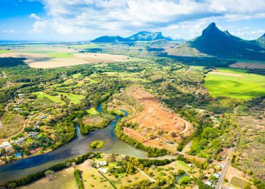 Mauritius Adası 'nın havadan görünüşü