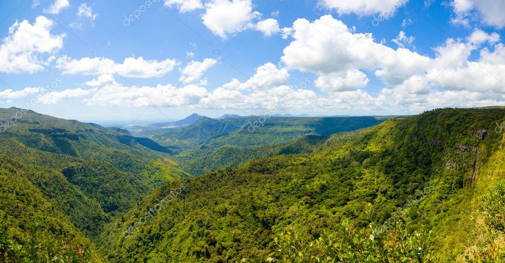  Black River Gorges National park panoramic landscape