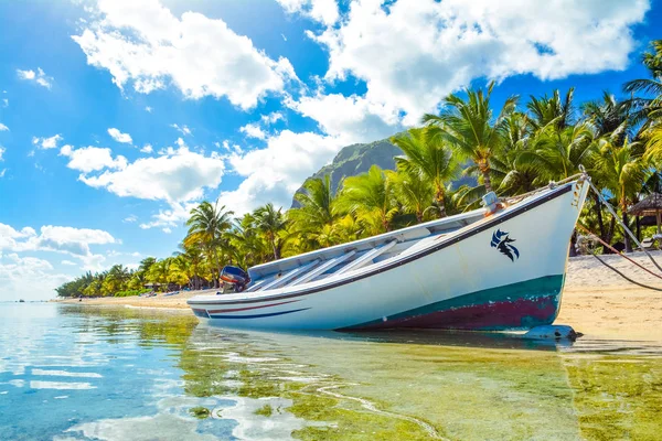 Eski ahşap tekne Hint Okyanusu kıyısında