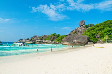Similan Milli Parkı içinde kayalık plajı ile manzara
