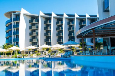 Saadiyat Adası, BAE - 11 Ocak 2020: Lüks sahil oteli, Saadiyat Adası, Abu Dabi, Birleşik Arap Emirlikleri