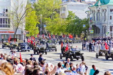 Kutlama geçit töreninde Rus kıdemli yıllık zafer günü,