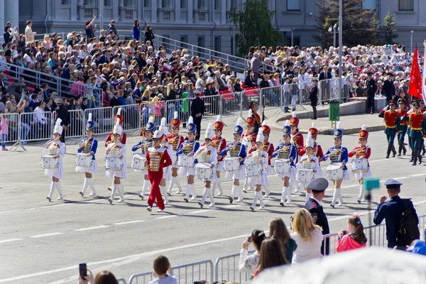 Samara Rússia Maio 2016 Orquestra Mulheres Militares Russas Marcham Desfile — Fotografia de Stock