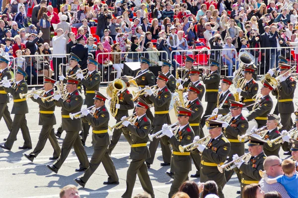 Samara Rússia Maio 2016 Orquestra Militar Russa Marcha Desfile Dia — Fotografia de Stock