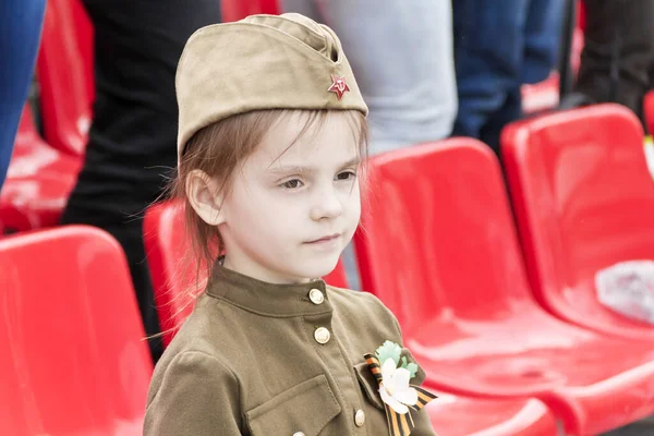 Samara Russia May 2017 Girl Soldier Costume Honor Annual Victory — Stock Photo, Image