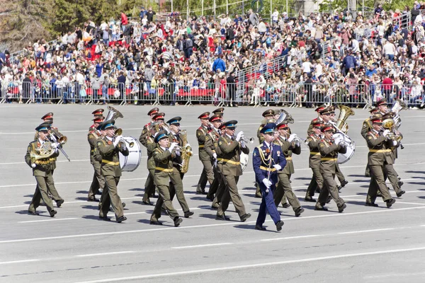 Samara Rússia Maio 2017 Orquestra Militar Russa Marcha Desfile Dia — Fotografia de Stock