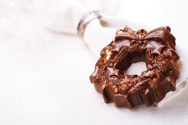 Dark chocolate christmas wreath — Stock Photo, Image