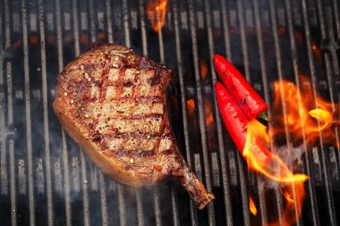 food meat - beef steak on bbq  clipart