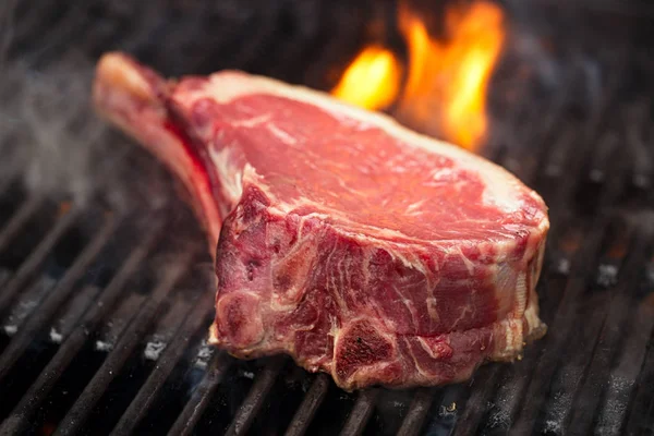 Food meat - beef steak on bbq — Stok Foto