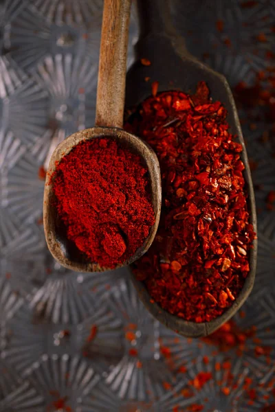 Röd chili paprika flingor — Stockfoto