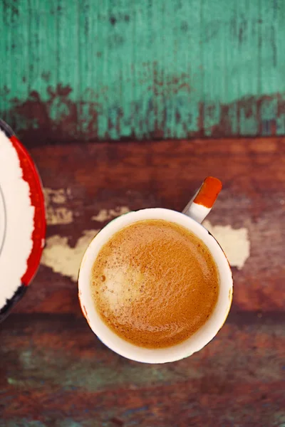 Espresso coffee in vintage cup — Stock Photo, Image