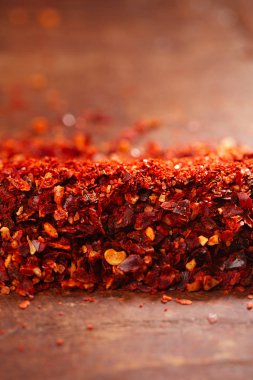harissa baharat karışımı, geleneksel Fas kırmızı sıcak biber karışımı yığını
