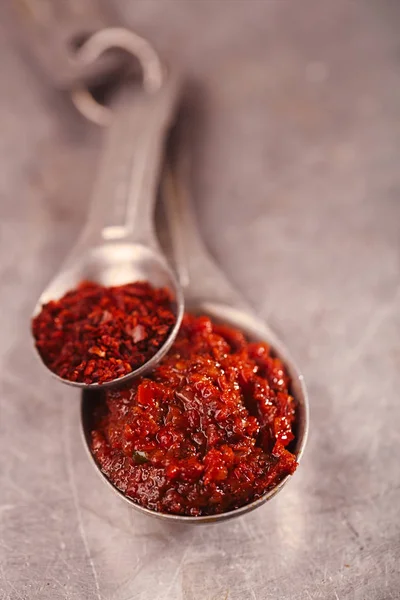 Chipotle Jalapeno Smoked Hot Chilles Paste Flakes — Stock Photo, Image