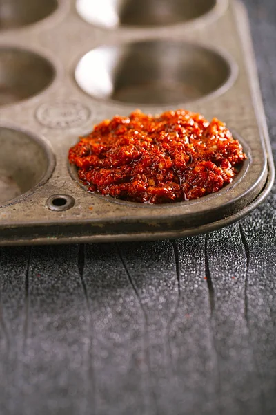 Primer Plano Salsa Pasta Ajo Chile Asiático Extremadamente Caliente Lazdzhan — Foto de Stock