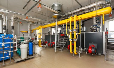Bir su arıtma sistemi, bir sürü kaynatın ile iç gaz kazanı