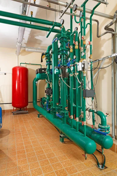 Pumping station in industrial, gas boiler house — Stock Photo, Image