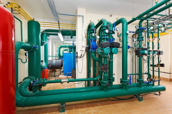 Pumping station in industrial, gas boiler house — Stock Photo, Image