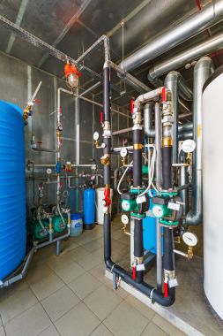 İç modern gaz Kazan ev pompaları, vanalar, bir 