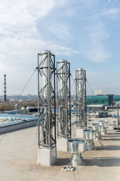 Stainless Steel Chimneys Baffles Roof Building — Stock Photo, Image