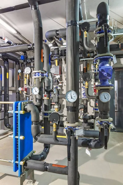 Interior Uma Casa Caldeira Industrial Unidade Tecnológica Com Muitos Sensores — Fotografia de Stock