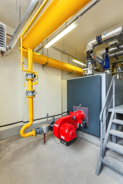 Interior Industrial Gas Boiler Room Boilers Pipelines — Stock Photo, Image