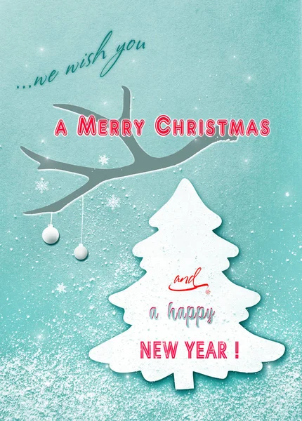 Karácsonyi üdvözlőlap-karácsony fa és évszakok üdvözletet Jogdíjmentes Stock Fotók