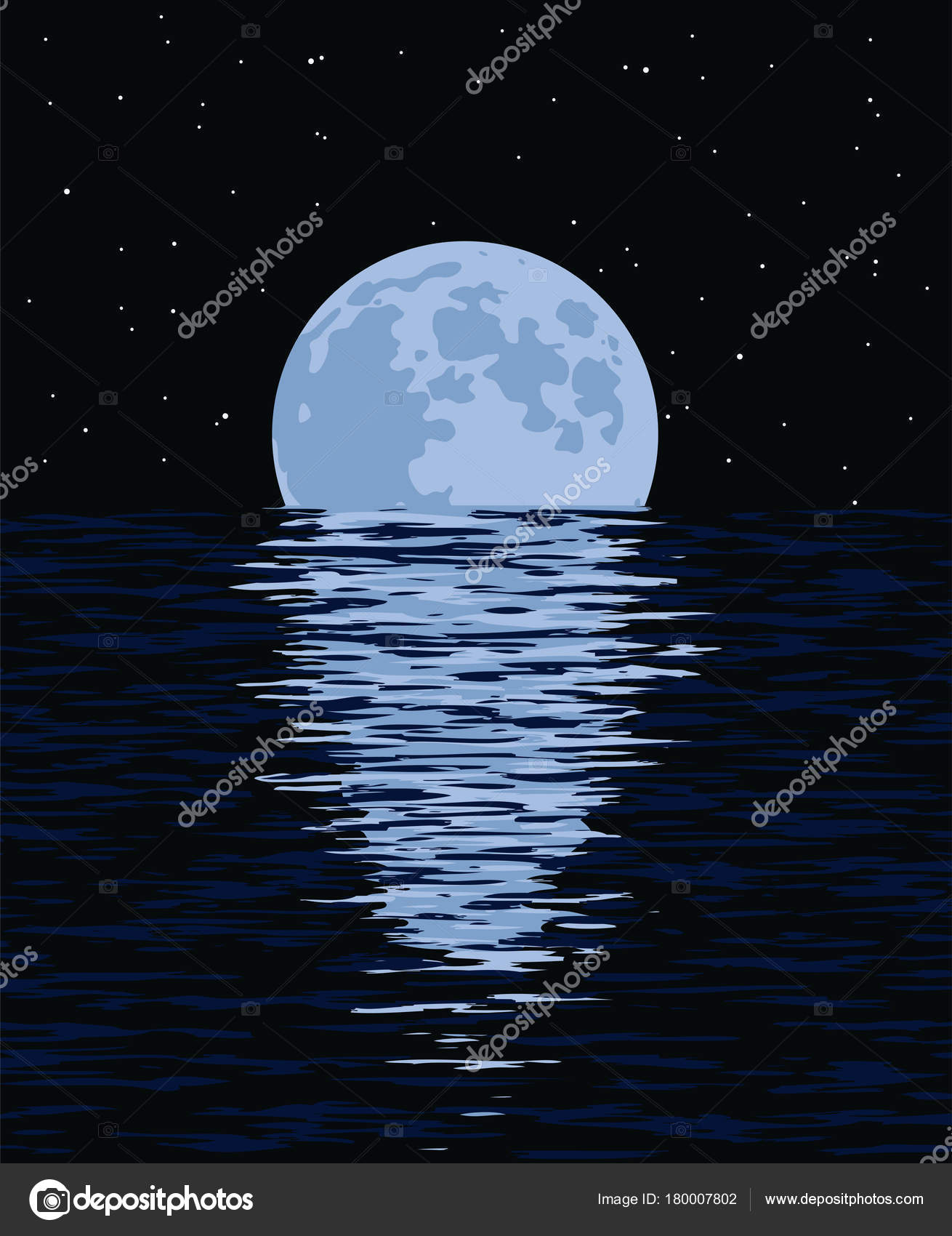 Vector Background Of Sea And Full Moon At Night Stock Vector Vector Background Of Sea And Full Moon At Night Stock Vector