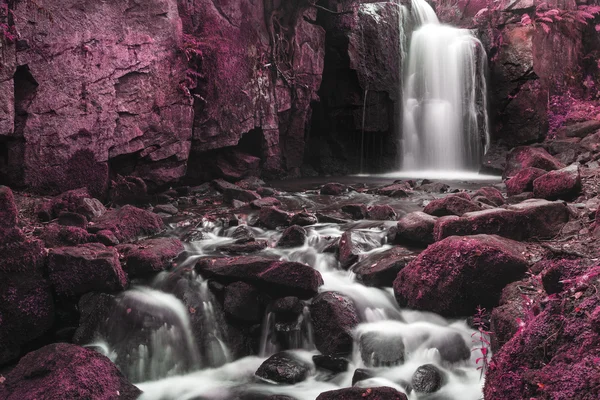 Hermosa cascada en concepto de paisaje forestal larga exposición fl —  Fotos de Stock