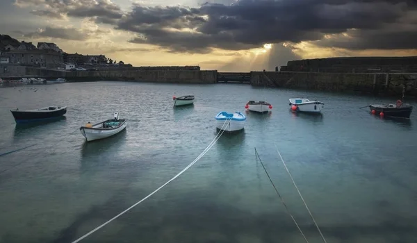 Sunrise over landscape of beautiful old fishing village on Engli — Stock Photo, Image