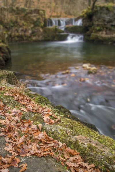 Imagem paisagem bela cachoeira na floresta durante Outono Outono Outono — Fotografia de Stock