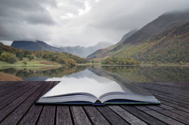 Crummock su sunri, güzel sonbahar sonbahar manzara resim