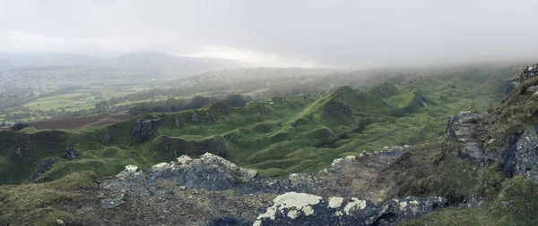 Stunning cross processed landscape image of abandoned quarry tak — Stock Photo, Image