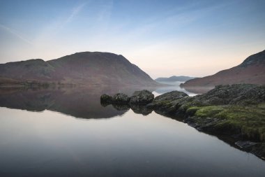 Crummock su sunri, güzel sonbahar sonbahar manzara resim