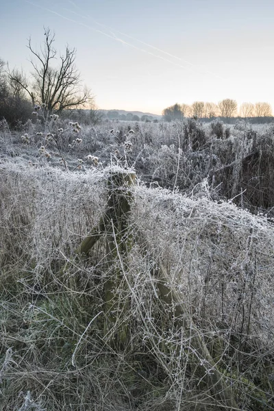 Schöne lebendige englische Landschaft See Bild mit Frost und — Stockfoto