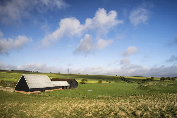 Hermoso paisaje rural inglés agrícola durante earl — Foto de Stock