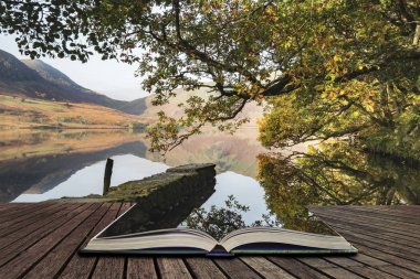 Crummock su sunri, güzel sonbahar sonbahar manzara resim