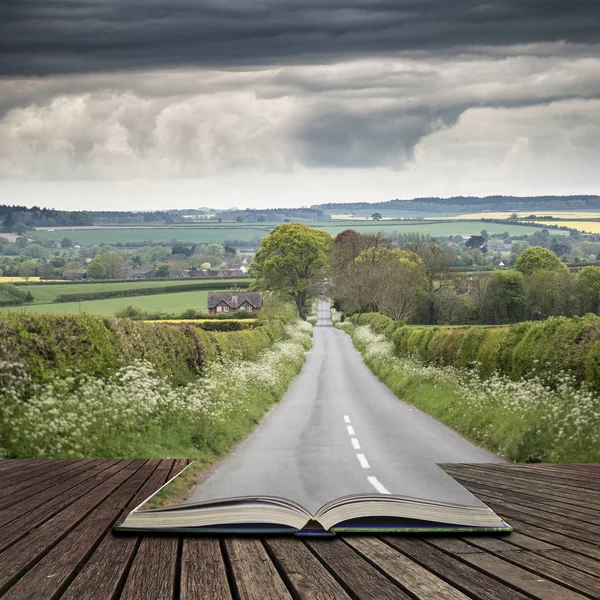 Landscape image of empty road in English countryside with dramat — Stock Photo, Image