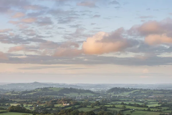 Krajobraz piękny świt nad Somerset Levels w angielski kraj — Zdjęcie stockowe