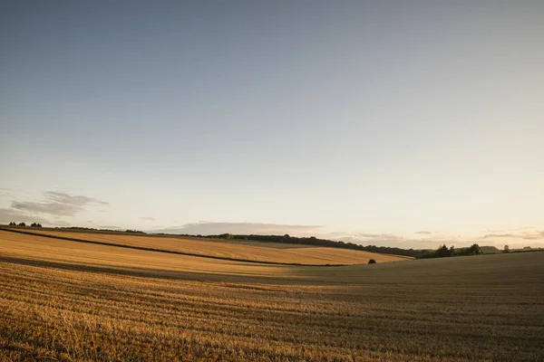 Freshly harvested fields of barley in countryside landscape bath — Stock Photo, Image