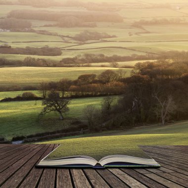 Arasında çarpıcı E yan yatan güzel geç kış akşam güneş ışığı