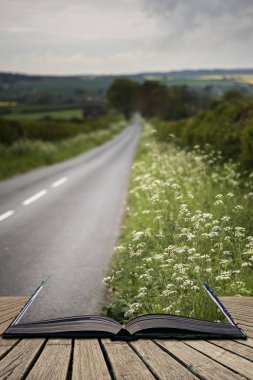 Boş yol dramat ile İngilizce kırsal manzara görüntüsü