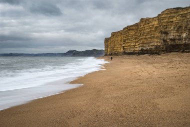 Burton Bradstock gol güzel canlı günbatımı manzara görüntüsü