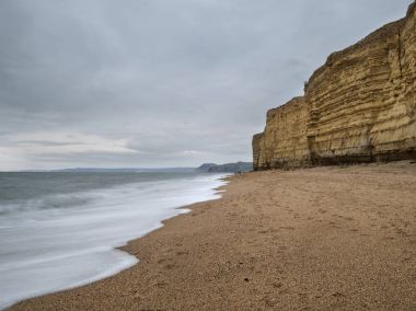 Burton Bradstock gol güzel canlı günbatımı manzara görüntüsü