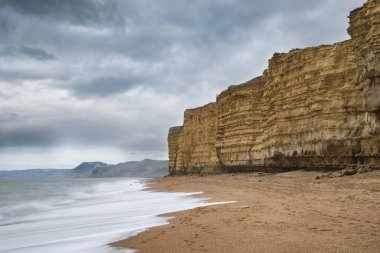 Burton Bradstock gol güzel canlı günbatımı manzara görüntüsü