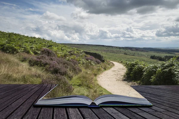 Beautiful vibrant landscape image of Burbage Edge and Rocks in S — Stock Photo, Image